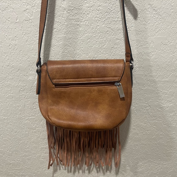 NEW Brown Faux Leather Fringe Crossbody Purse - Picture 7 of 14